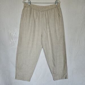 Mordenmiss XLarge Ivory Linen Barrel Pull On Pant Lagenlook Coastal Boho Neutral